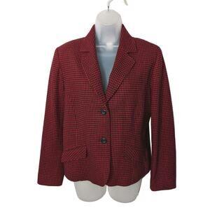 Vintage Pendleton 100% Virgin Wool Two Button Blazer Red Black Women's Size 10